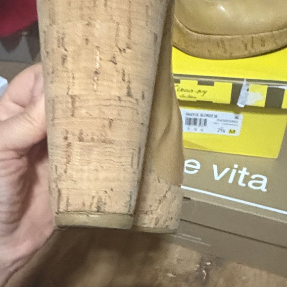 Stuart Weitzman Beige Cork Wedge Shoes - Picture 3 of 6